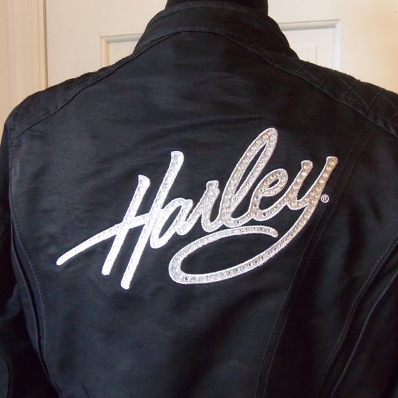 Harley Davidson Black Embellished Jacket sz S - Picture 8 of 16